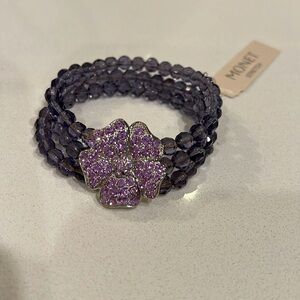 GORGEOUS and RARE! NWT Vintage “MONET” Purple Crystal and Beaded Bracelet!!